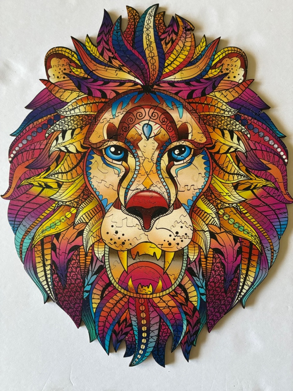 Colorful Lion Wall Art Wooden Puzzle Panel